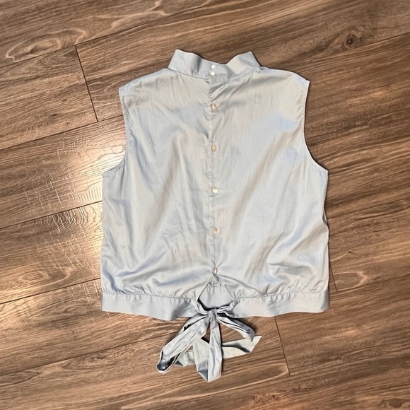 Gap high neck sleeveless baby blue button down back boho with ties. XL - Picture 2 of 6